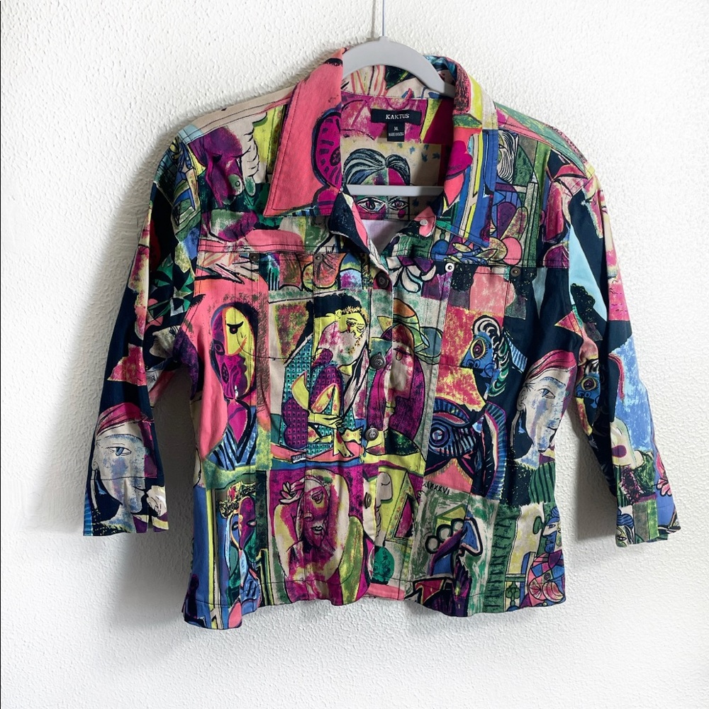 Kaktus Geometric Print Artsy Colorful Jacket